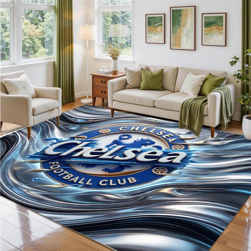 Chelsea FC Design Crystal Velvet Rug Soft Decorative Mat for Bedroom Entrance