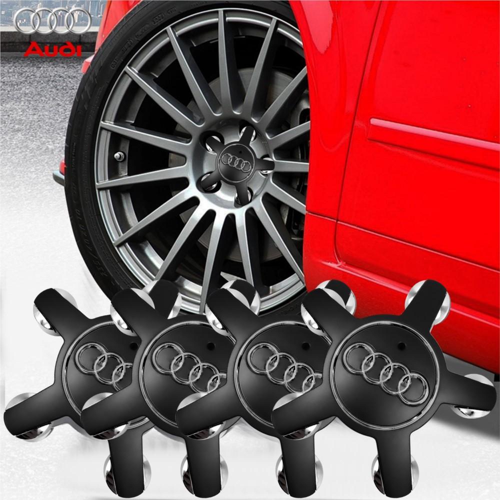2026 Hot 4PCS Car Five Claws Wheel Center Cap Hub Covers Auto Emblem Decoration Accessories for z1 A3 A4L A5 A6L A7 Q5 New A8L TT R8 S61z