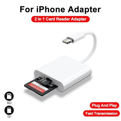 Адаптер Картридера Lightning 2-в-1 для iPhone iPad со слотом для карты памяти TF Совместим с картами Mini SD
