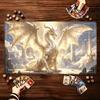 Blazing Inferno Fire Dragon Large Gaming Desk Mat Non-Slip Rubber Stitched Edges Playmat for Card Game PC Laptop Daily Gaming
