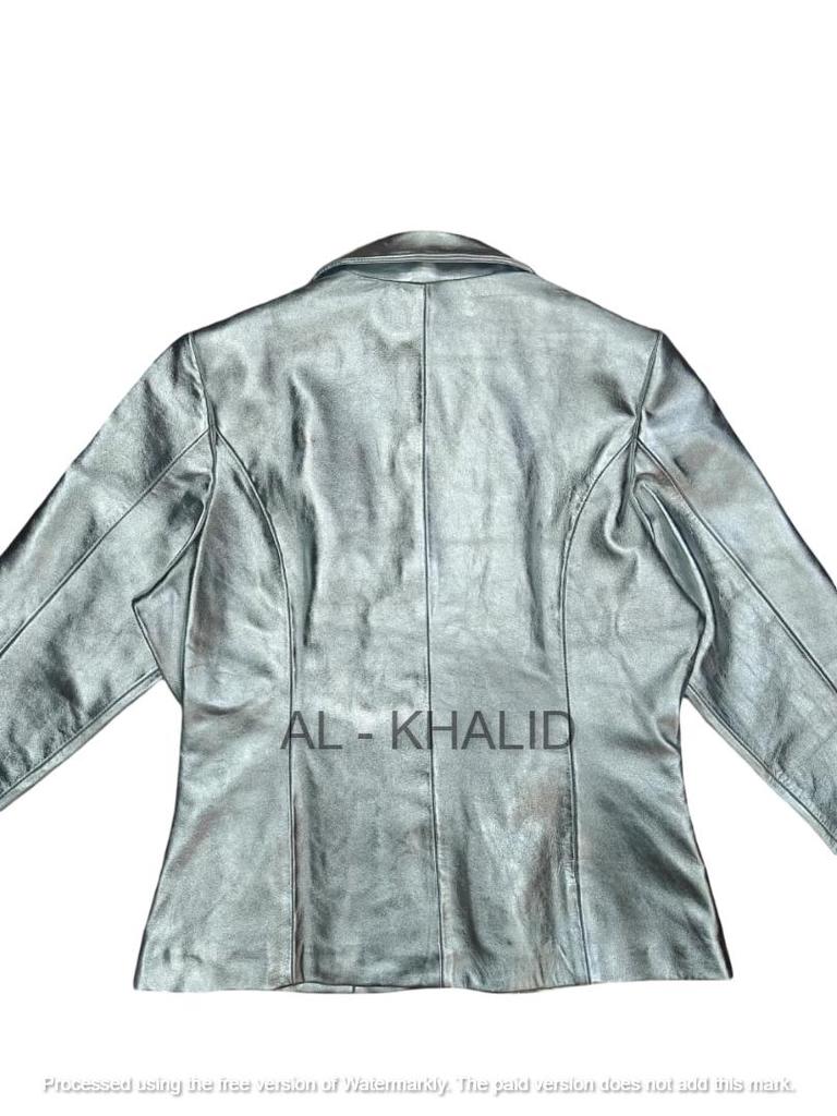 AL KHALID Женский серебристый блейзер из натуральной кожи ягненка ручной работы для официальной вечеринки