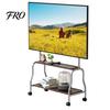 Carrinho de TV em Aço Inoxidável Móvel para Telas Planas Curvas de 32-75 Polegadas, Suporte de Cavalete com Rodas Traváveis, Prateleira de 2 Níveis e Capacidade de 110 lbs, Tampo de MDF,