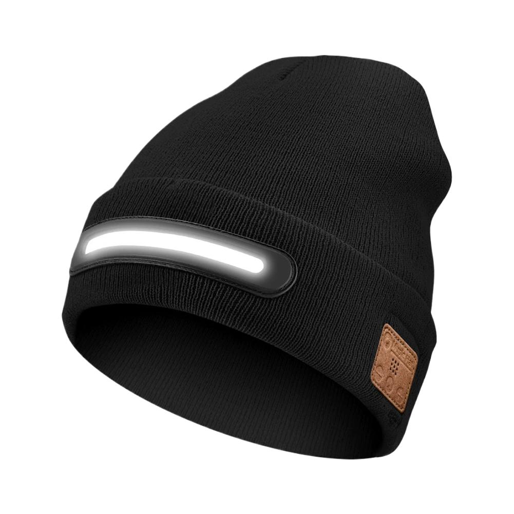 Светодиодная шапка-бини с Bluetooth-подключением, поддерживающая беспроводные звонки и музыку, налобный фонарь, шапка с ночным освещением