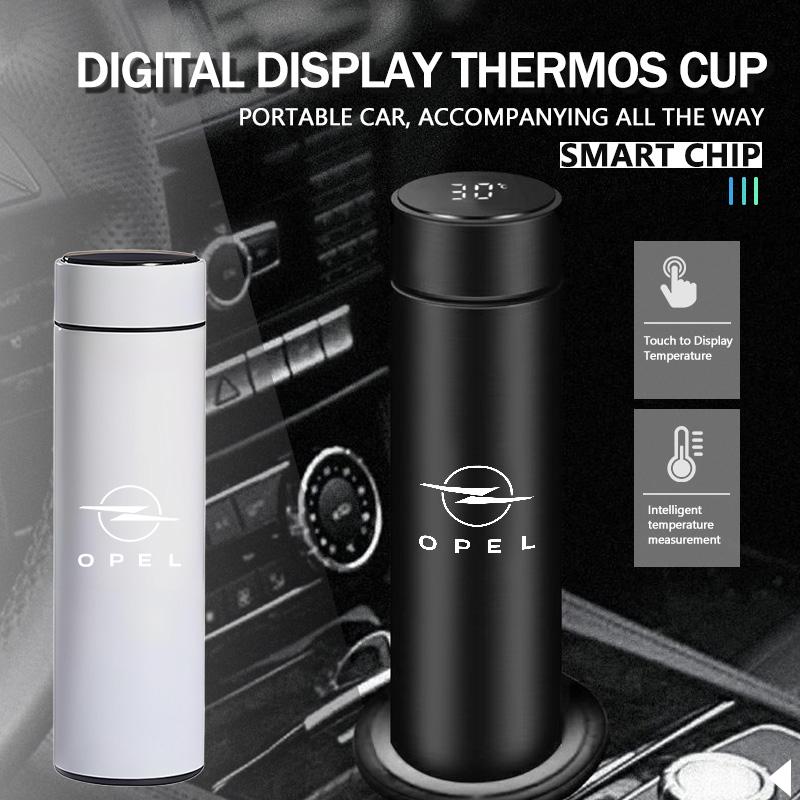 500ML Intelligent Temperature Thermos Bottle Stainless Steel Water Bottle For Opel Corsa D Astra G H J K F Mokka C Zafira B