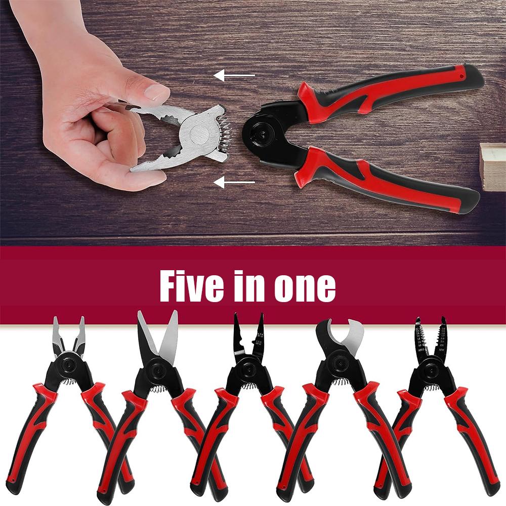 Универсальный универсальный набор инструментов для тяжелых условий эксплуатации 5 в 1, плоскогубцы для зачистки проводов, резка