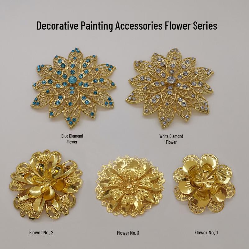 Luxury Gold Rhinestone Flower Pendant: DIY 3D Painting Frame