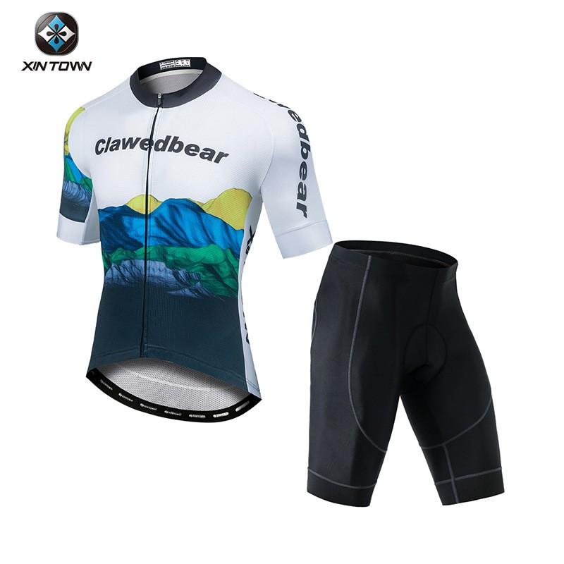 Mens Quick-Dry Cycling Jersey Shorts Set Road Bike Riding Sportswear