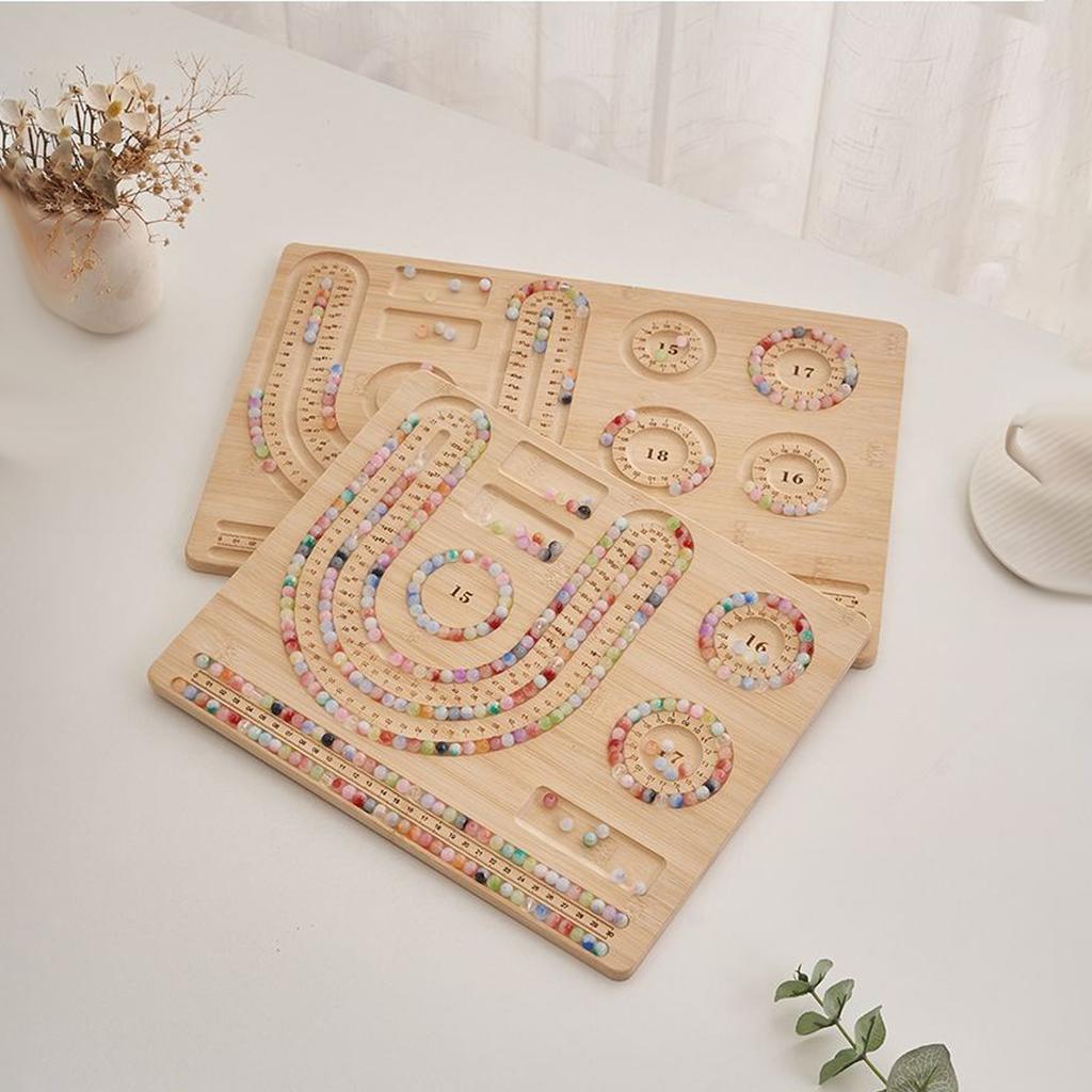 Wooden Bead Board with Ruler for DIY Bracelet Jewelry Making