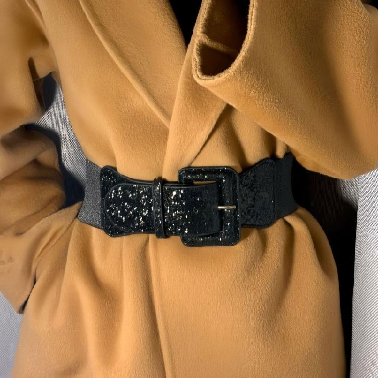 Сияющий пояс-корсет для женщин, эластичный широкий пояс с пайетками, универсальный пояс из ПУ-кожи, блестящий пояс для вечерних платьев