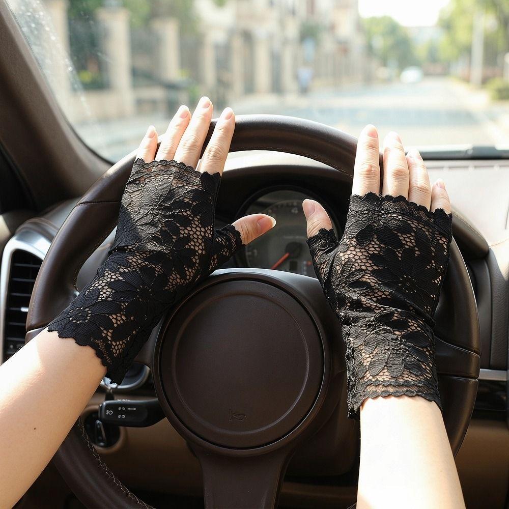 Breathable Mesh Fingerless Gloves Thin Fabric Bridal Short Gloves Elegant Arm Sleeve Summer Wear