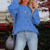 Women Sweater Tops Round Neck Long Sleeve Jacquard Decor Knitted Tops Solid Color Loose Fit Jumper