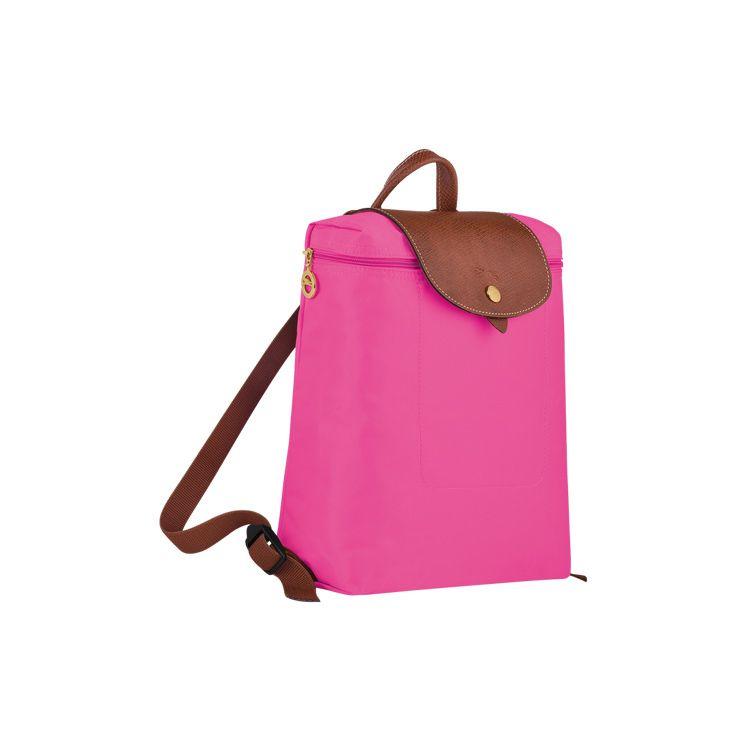 Longchamp Le Pliage 26 Snap Button Zipper Closure Leather Canvas Mini Backpack Women backpack Pink 1699089P73