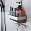 Bathroom Door Back Hanging Shelf Stainless Steel Over Glass Door Storage Rack Shampoo Holder Toiletries Storage Tray with Hook