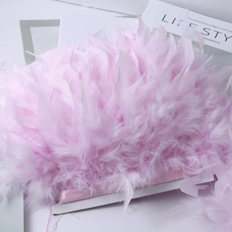 Long Turkey Fur Feather Cloth Strips Fire Edge Stage Performance Clothing Accessories Skirt Diy Decorative Materials