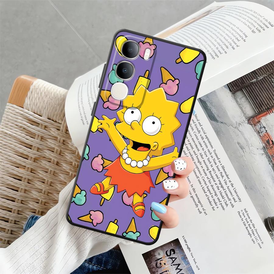 Чехол для телефона для Vivo V21E V23 Y53S V27 Y52S Y93 Y51S Y78 Y71 Y91 Y50 Y95 V29 Y75 Y81 V25 V30 S-simpsons Пончик