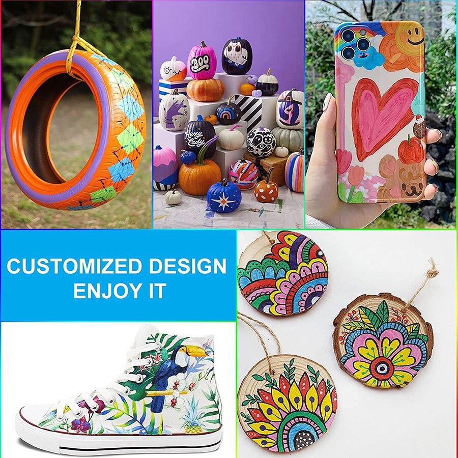 6/12/24/36 Color Acrylic Paint Brush Marker Pen Set Drawing Painting Art Marker Wood Glass Fabric Scrapbooking Stationery Supplies