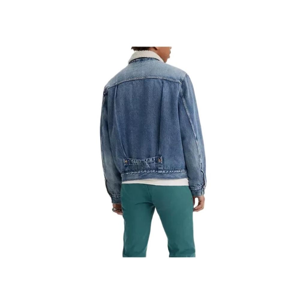 Levis Fw22 однобортная джинсовая куртка с воротником из овчины и лацканами, куртка унисекс, джинсовая, синяя A4882-0000