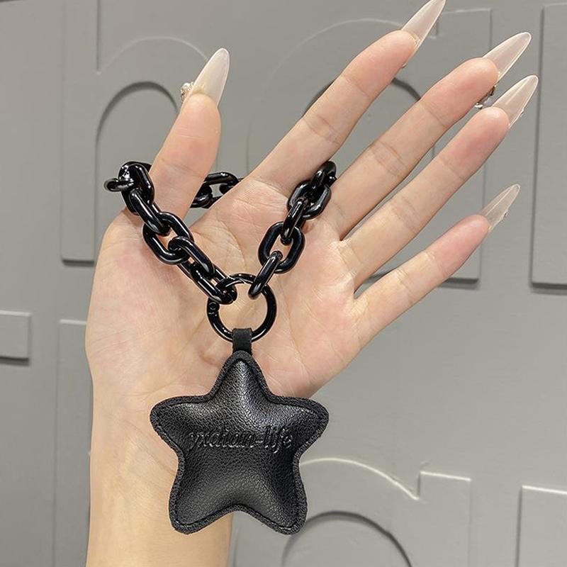 Dark Wind Trendy Leather Love Five-Concealed Star Flower Keychain Подвески Автомобильные Брелоки Сумка Подвесные Украшения Парные Подарки