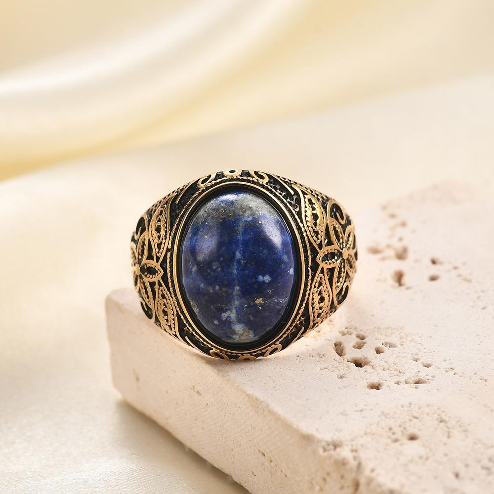Мужское литое кольцо из нержавеющей стали 22 мм ручной работы, античный дизайн с натуральным камнем, модный аксессуар