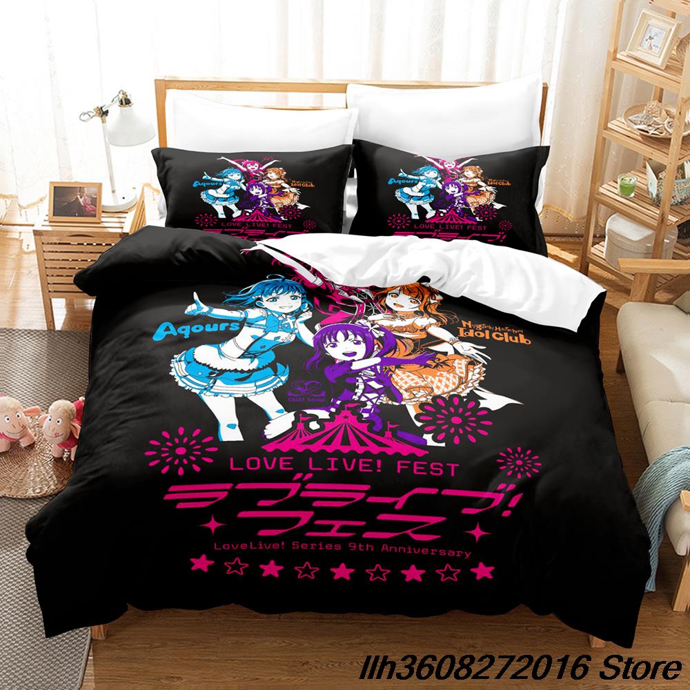 Новый Новый Кавайи Love Live! Комплект постельного белья Мультяшный Аниме Трехсекционный Набор Взрослый Ребенок Спальня Пододеяльник Комплекты Кавайный Colcha De Verano C