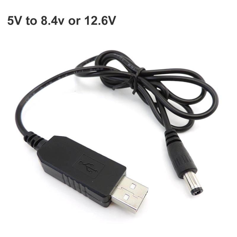 5 В USB-разъем постоянного тока 8,4 В 12,6 В повышающий модуль, линия повышения мощности, преобразователь, разъем зарядного устройства, кабель 5,5X2,1 мм, розетка