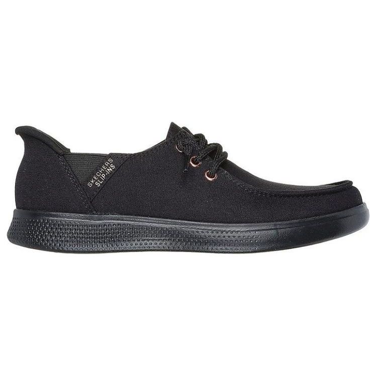Skechers Bobs Skipper Холщовые Простые Удобные Низкие Повседневные Кроссовки Женские Черный 114814-BBK
