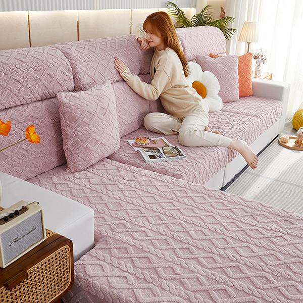 Ginkgo Leaf Pattern Velvet Sofa Seat Cover Cushion Cover Thick Jacquard Solid Soft Stretch Sofa Slipcovers Funiture Protector