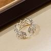 Открытое кольцо «Клевер с бриллиантом» с имитацией бриллианта 7A из высокоуглеродистого материала, текстура золота 18 карат, символ богатства и удачи, для повседневной носки