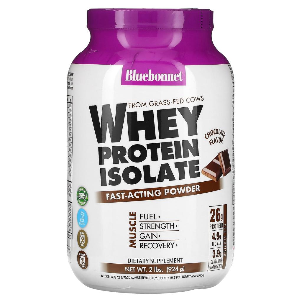 Bluebonnet Nutrition Whey Protein Isolate, Natural Chocolate, 2 Lbs (924 G)