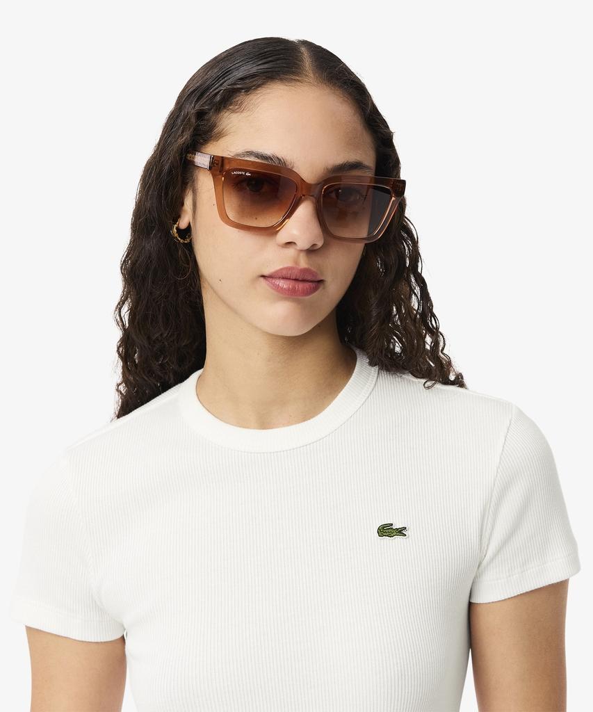 LACOSTE Женская облегающая футболка с коротким рукавом в рубчик Tf5538-56G 70V
