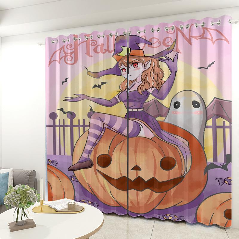 Halloween Curtain Cloth Bedroom Living Room Balcony Blackout Curtain Office Hotel Insulation Curtain