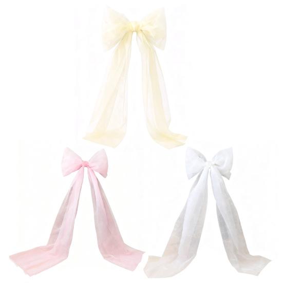 Верхушка для рождественской елки Бант Очень большой сетчатый бант с длинными лентами для праздника, свадьбы, дня рождения, украшение стены