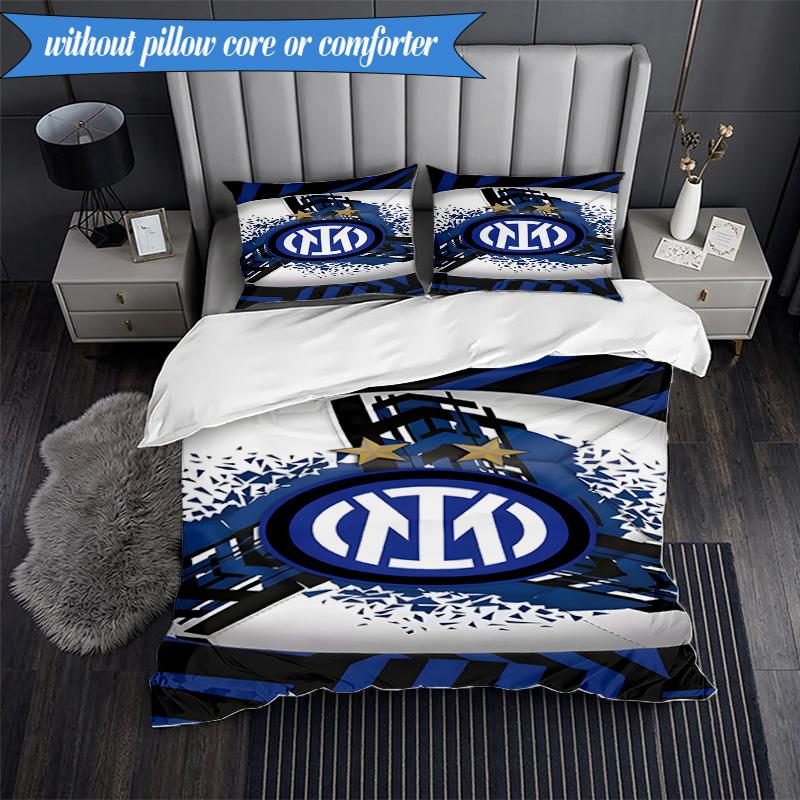 3PCS F.C. Internazionale Milano Printed Soft Bedding Set,Including 1pc Duvet Cover And 2pcs Pillowcases Perfect for Bedroom, Dormitory, Fan gift