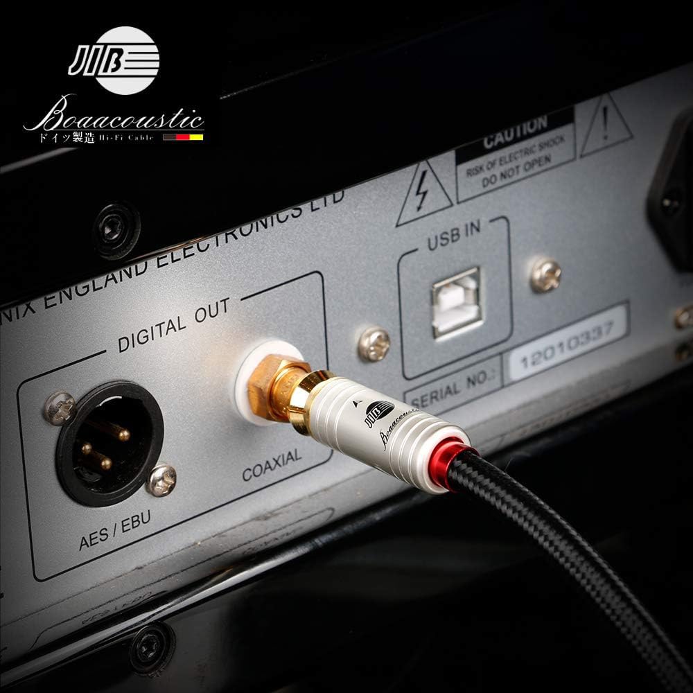 JIB Коаксиальный аудиокабель RCA на RCA, совместимый, длина 1 м (мужской) (мужской) кабель, сабвуферы, усилители, DVD-плееры, Blu-ray плееры, HDTV-телевизоры и т. д.. /