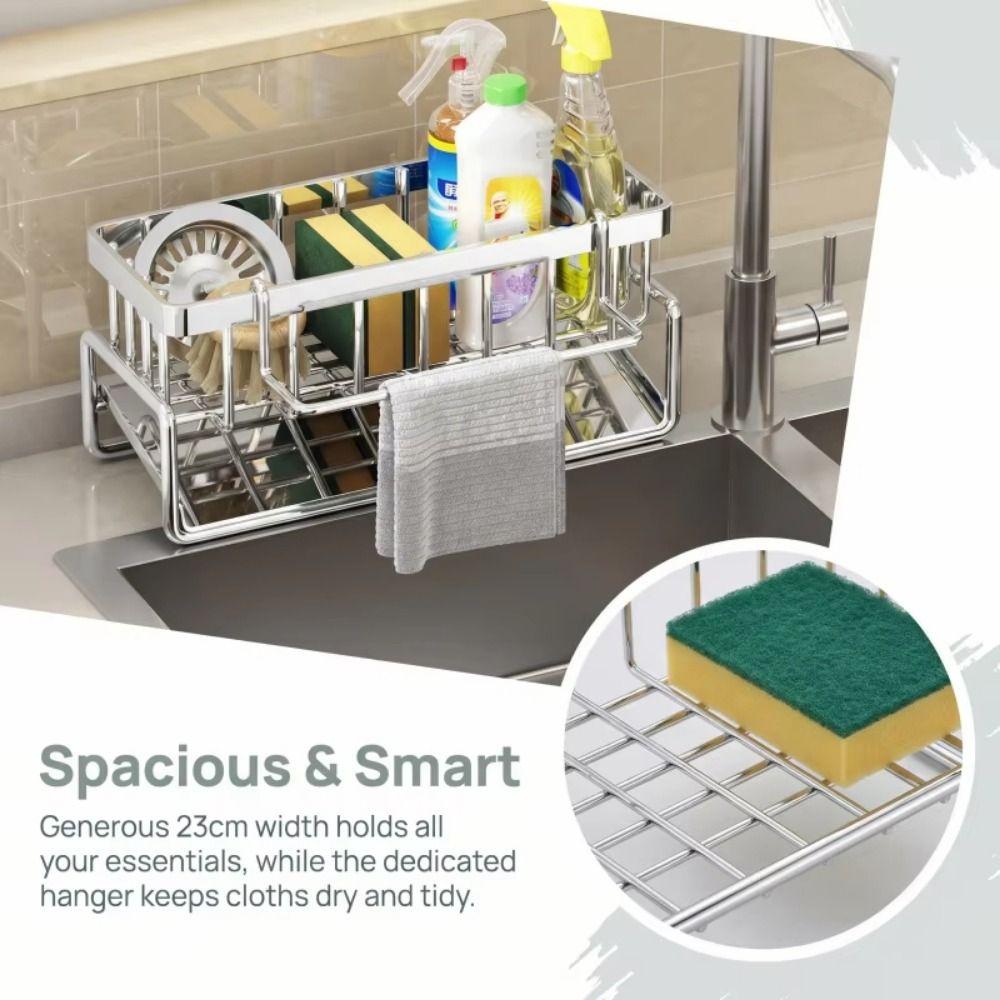 Space-Saving Kitchen Sink Draining Rack Multi-Functional Sink Shelf Sink Organizer Bathroom