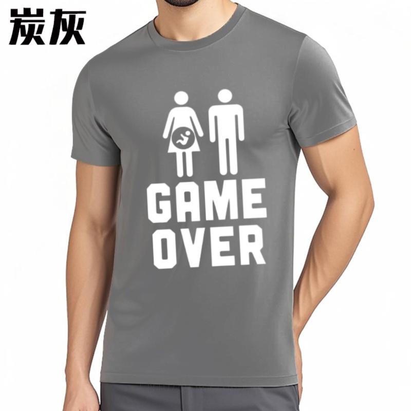 Big Size Tee Soft For Unisex Summer T Shirt Oversized Game Over With Pregnant Woman And Man Classic Unisex Teeshirt Funny Tshirt