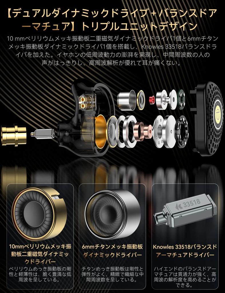 Earmoni Earphone Knowles Beryllium Coated Diaphragm Monitor Earphone Interchangeable Plug QDC Detachable Cable Ear Monitor High Sound Isolation IEM
