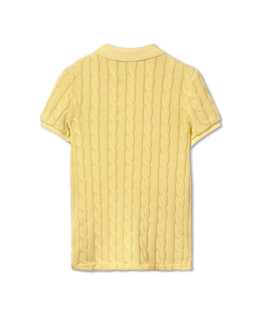 POLO RALPH LAUREN W Slim Fit Cable Knit Polo Shirt - Yellow