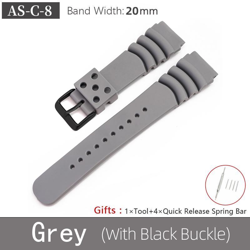 22mm Silicone Watchband for SKX007 SKX009 SRPD55K1 Case Soft Rubber Straps Wrist Belt Se.i.ko Mod Parts Blue/Black/Orange