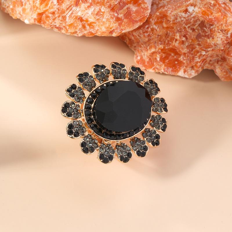 Европейское и американское ретро очень большое роскошное хрустальное стеклянное отверстие регулируемое кольцо модное преувеличенное парное кольцо с драгоценными камнями