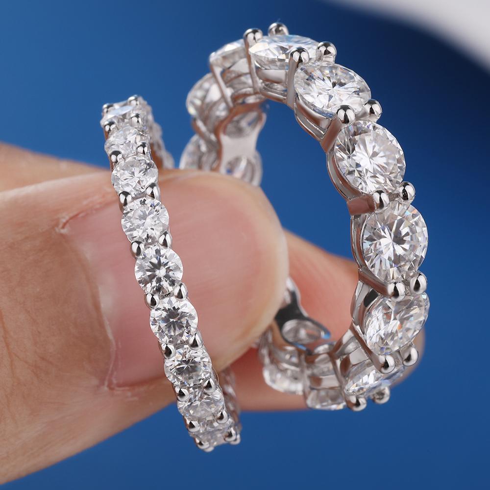 5mm D Color Moissanite Row Ring 925 Silver Diamond Wedding Band Rings For Women Certified Fine Jewelry Gift Houtros