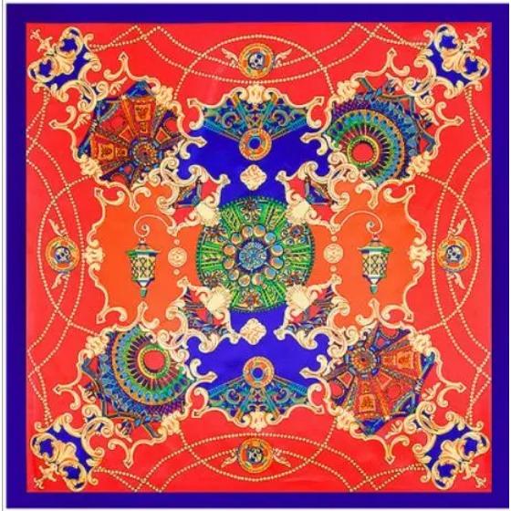 New Oil Painting Floral Print Women Silk Scarf Large Square Scarves Female Bandana Fashion Ladies Hijab Kerchief Scarves