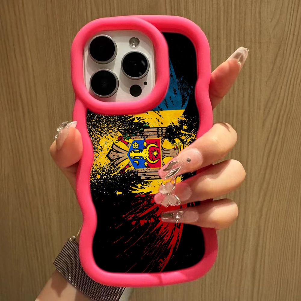 Ae94 Республика Молдова Флаг защитные чехлы для телефонов Samsung S24 Plus S23 Ultra A14 A55 A06 Honor X9b Motorola OnePlus Big Wave TPU задняя крышка