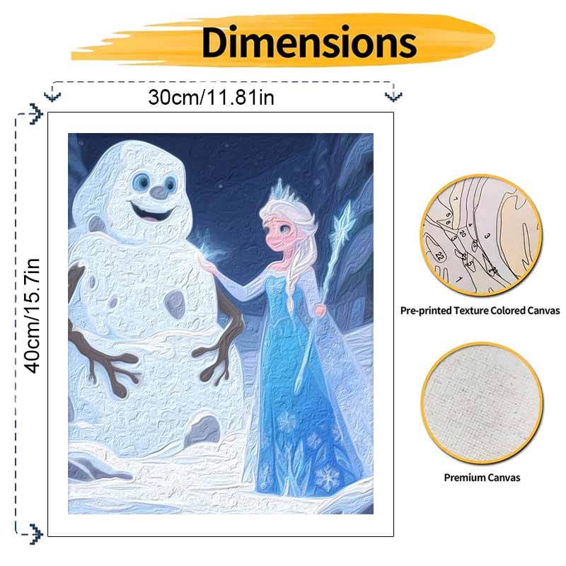 Disney Frozen Snow Queen and Snowman Digital Oil Painting Art Kit Handmade Coloring Painting Home Decor
