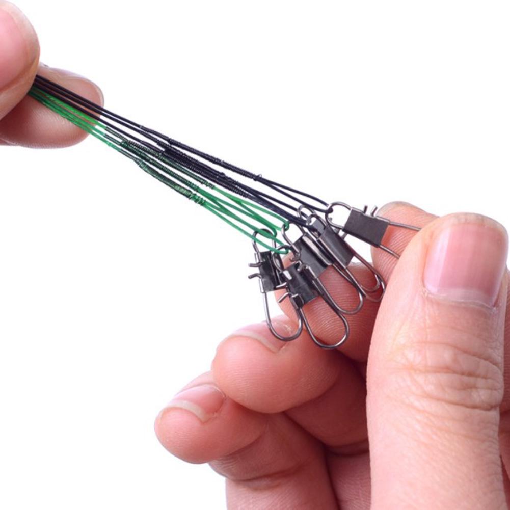 20 шт., вращающаяся стальная проволока, вертлюги, леска, рыболовный крючок, защитная защелка
