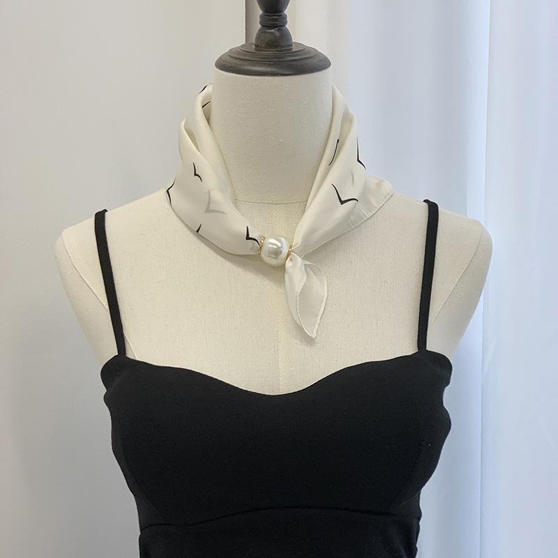 Шелковый шарф новое жемчужное ожерелье весенне-летний тонкий магнитная застежка ленивый шелковый шарф женский шарф-подвеска цепочка на ключицу
