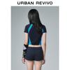 UR Women's 2025 Spring Color Block Zipper Knit Top