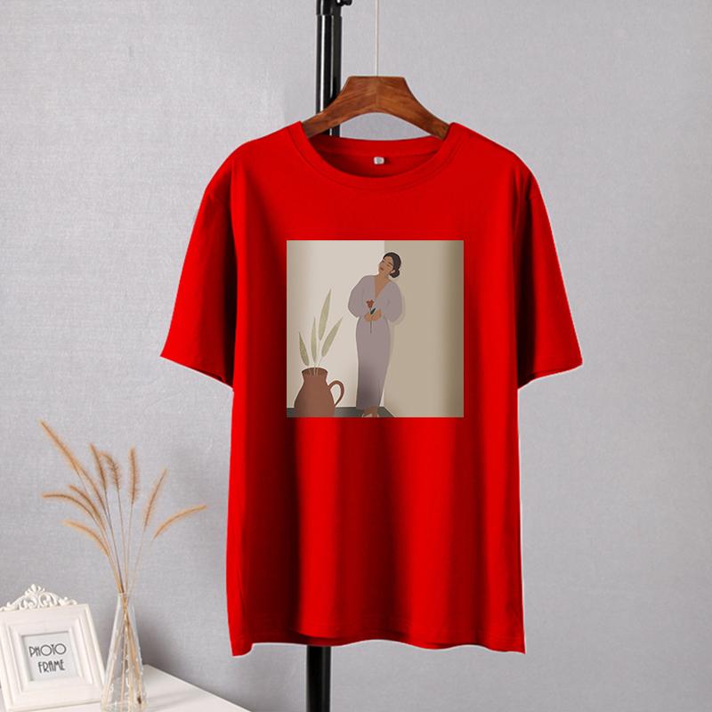 Hirsionsan элегантные мягкие футболки с рисунком женские летние повседневные базовые футболки с короткими рукавами женские корейские универсальные топы из 100% хлопка