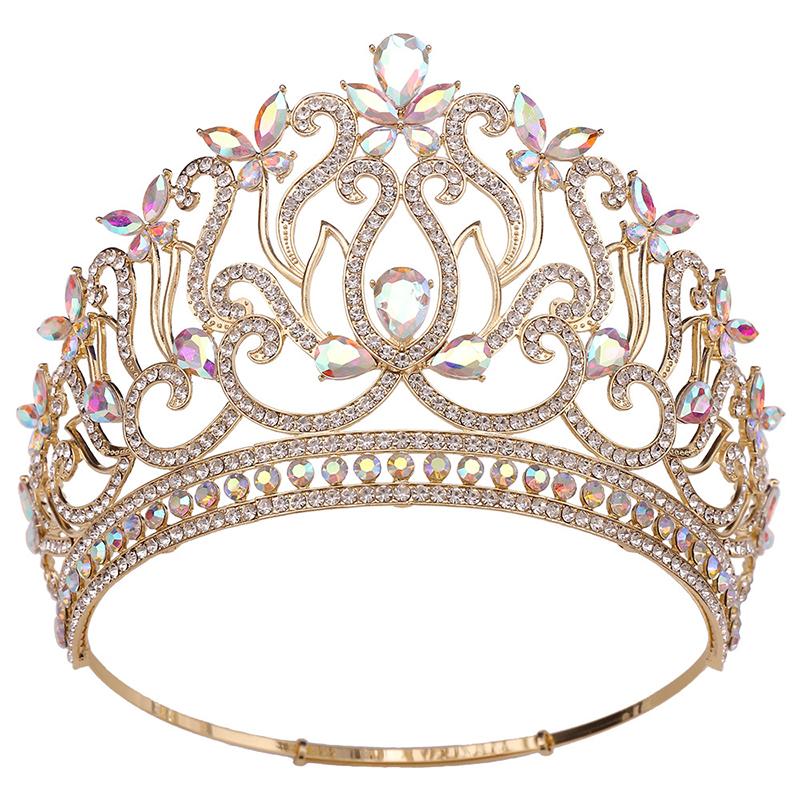 8 Colors Queen Round Crown High Tiaras and Crowns for Women Bridal Wedding Hair Jewelry Party Birthday Bride Headdress Pageant