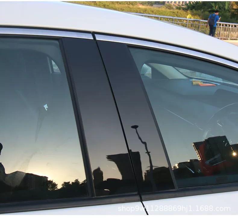 Для Peugeot 206/208/307/308/408/2008 Модифицированная накладка на боковое стекло автомобиля Черное зеркало Наклейка на центральную стойку кузова центр бокового стекла автомобиля